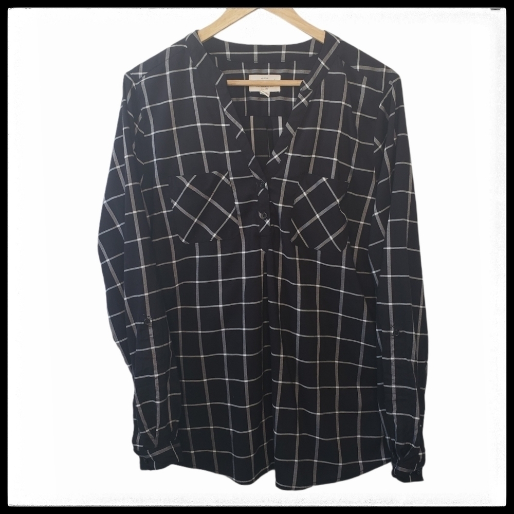 Weatherproof Checkered Top Blouse